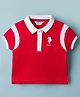 US Polo Assn Cotton Knit Half Sleeves Polo T-Shirt with Brand Logo Print - Red