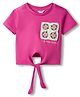 US Polo Assn 100% Cotton Knit Half Sleeves Floral Embroidered T-Shirt - Pink