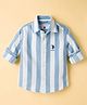 US Polo Assn 100% Cotton Woven Full Sleeves Striped Shirt - Light Blue