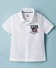 US Polo Assn 100% Cotton Woven Half Sleeves Solid textured Shirt With Text Print - White
