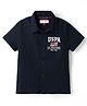 US Polo Assn 100% Cotton Woven Half Sleeves Solid Shirt With Text Print - Navy Blue