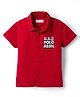 US Polo Assn 100% Cotton Woven Half Sleeves Solid Shirt With Text Print - Red
