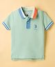 US Polo Assn Cotton Knit Half Sleeves Polo T-Shirt with Brand Logo Embroidery - Sea Green
