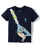 US Polo Assn Cotton Knit Half Sleeves T-Shirt with Text & Animal Patch  - Navy Blue