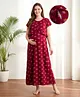 Bella Mama Cotton Knit Half Sleeves Nighty with Floral Print - Maroon