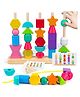 Hop N Play Wooden Beads Sequencing Toy Set | Montessori Lacing & Stacking Toy | Colour & Shape Matching Educational Fine Motor Skills Learning Toy