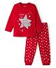 Babyhug Cotton Knit Full Sleeves Star Printed T-Shirt & Pyjama Night Suit - Red