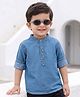 Babyhug Cotton Woven Shirt Full Sleeve Mandarin Collar Blue 3-6 Months