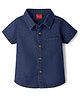 Babyhug Cotton Woven Shirt Half Sleeve Regular Collar Blue 0-3 Months
