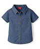 Babyhug Cotton Woven Shirt Half Sleeve Regular Collar Blue 12-18 Months