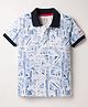 Pepe Jeans Cotton Knit Half Sleeves Abstract Printed Polo T-Shirt - Light Blue