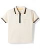 Pepe Jeans Cotton Knit Half Sleeves Text Printed Polo T-Shirt - Ivory