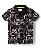 Pepe Jeans Cotton Knit Half Sleeves Polo T-Shirt with Brand Name Print - Black