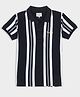 Pepe Jeans Cotton Knit Half Sleeves Striped Polo T-Shirt Brand Name Print - Black