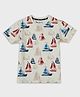 Pepe Jeans Cotton Knit Half Sleeves T-Shirt with Ship Print - Ivory