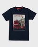 Pepe Jeans Cotton Knit Half Sleeves T-Shirt with London Print - Navy Blue