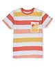 Pepe Jeans Cotton Knit Half Sleeves Striped T-Shirt - Peach & Orange