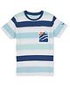 Pepe Jeans Cotton Knit Half Sleeves Striped T-Shirt - Blue