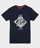 Pepe Jeans Cotton Knit Half Sleeves T-Shirt Brand Name Print - Navy Blue