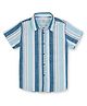 Pepe Jeans Cotton Woven Half Sleeves Striped Shirt - Aqua Blue