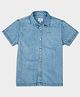 Pepe Jeans 100% Cotton Woven Half Sleeves Solid Shirt - Light Blue