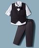 Mark & Mia Woven Full Sleeves Solid 3 Piece Party Suit with Bow - Black & White