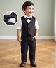 Mark & Mia Woven Full Sleeves Solid 3 Piece Party Suit with Bow - Black & White