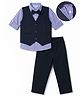 Mark & Mia Woven Full Sleeves Checked 3 Piece Party Suit With Waistcoat & Bow - Multicolor