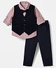 Mark & Mia Cotton Mixes Woven Full Sleeves Striped 3 Piece Waist Coat Party Suit With Bow - Multi Color