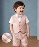 Mark & Mia Cotton Woven Half Sleeves 3 Piece Party Suit With Bow - Multicolor