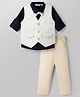 Mark & Mia Woven Full Sleeves Striped 3 Piece Party Suit with Bow - Multicolor