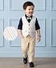 Mark & Mia Woven Full Sleeves Striped 3 Piece Party Suit with Bow - Multicolor