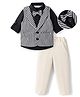 Mark & Mia Woven Full Sleeves Striped 3 Piece Party Suit With Bow Applique - Multicolor