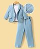 Mark & Mia Woven Solid T-Shirt & Trouser Set with Full Sleeves Blazer - Multicolor
