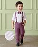 Mark & Mia Cotton Lycra Woven Full Sleeve Solid Colour Party Shirt & Trouser Set with Bow Suspender & Pintuck Detailing  - Multicolour
