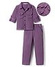 Mark & Mia Cotton Lycra Woven Full Sleeves Solid Shirt & Trouser Set With Pocket Detailing - Purple