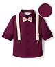 Mark & Mia Woven Full Sleeves Solid Color Party Shirt with Bow & Suspender - Maroon