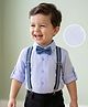 Mark & Mia Woven Full Sleeves Solid Party Shirt with Bow & Suspender - Light Blue