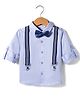 Mark & Mia Full Sleeves Solid Party Shirt With Bow & Suspender - Light Blue