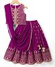 Babyhug Georgette Woven Sleeveless Lehenga Choli Set With Floral Embroidery & Dupatta - Wine
