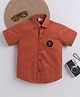 BAATCHEET Cotton Woven Half Sleeves Kindness Is Magic Text Patch Detailed Shirt - Rust