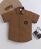 BAATCHEET Cotton Woven Half Sleeves Kindness Is Magic Text Patch Detailed Shirt - Brown