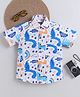 BAATCHEET Cotton Woven Half Sleeves Dinosaurs Printed Shirt -  White