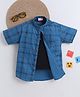 BAATCHEET Cotton Woven Half Sleeves Checked Shirt With Attached Tee - Blue