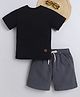 BAATCHEET Cotton Knit Half Sleeves Solid Tee With Shorts Set - Grey