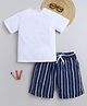 BAATCHEET Cotton Knit Half Sleeves Solid Tee With Shorts Set - Blue