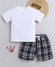 BAATCHEET Cotton Knit Half Sleeves Solid Tee With Shorts Set - Navy Blue