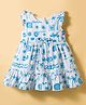 Twetoons Cotton Knit Sleeveless Beach Theme Printed Frock - Light Blue