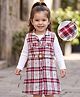 Babyhug Cotton Woven Full Sleeves Checked Frock With Heart Design & Inner Tee - Multi Color