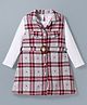 Babyhug Cotton Woven Full Sleeves Checked Frock With Heart Design & Inner Tee - Multi Color